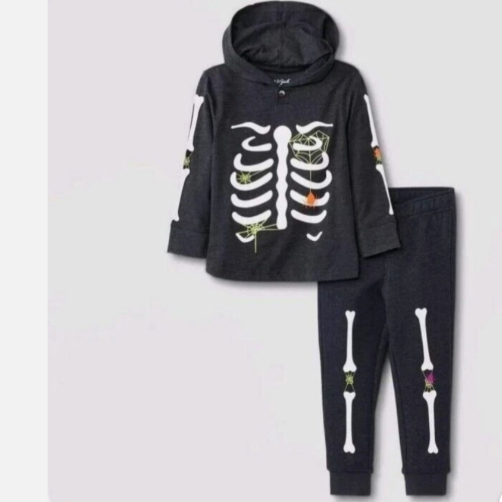 Cat & Jack Halloween Skeleton Set - Black Size